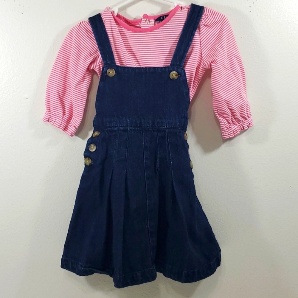 Chaps 18 months overall dress with long sleeves shirt